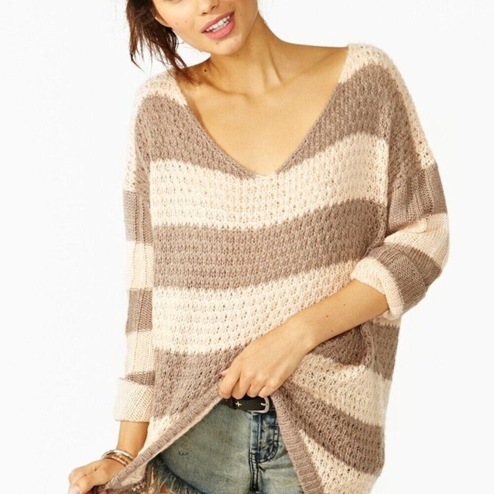 Lush Oversized Striped Sweater Med Large EUC